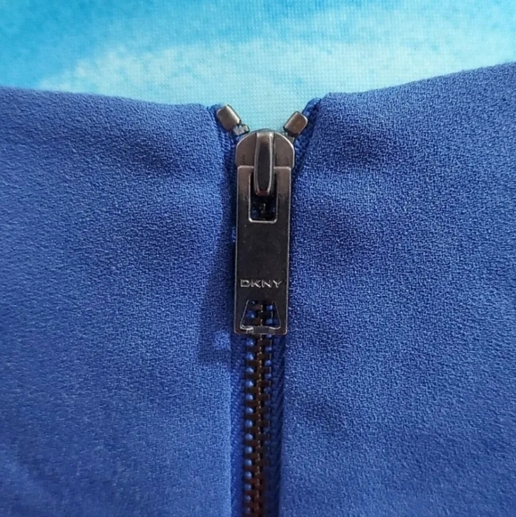 DKNY Blue shift zipped back dress M 12 uk lagenlook Donna Karan New York - Picture 6 of 10